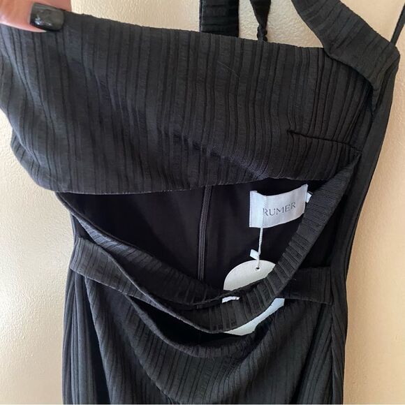 Rumer Sorrento maxi dress Black cut out Halter strappy gown Revolve L - Picture 10 of 14